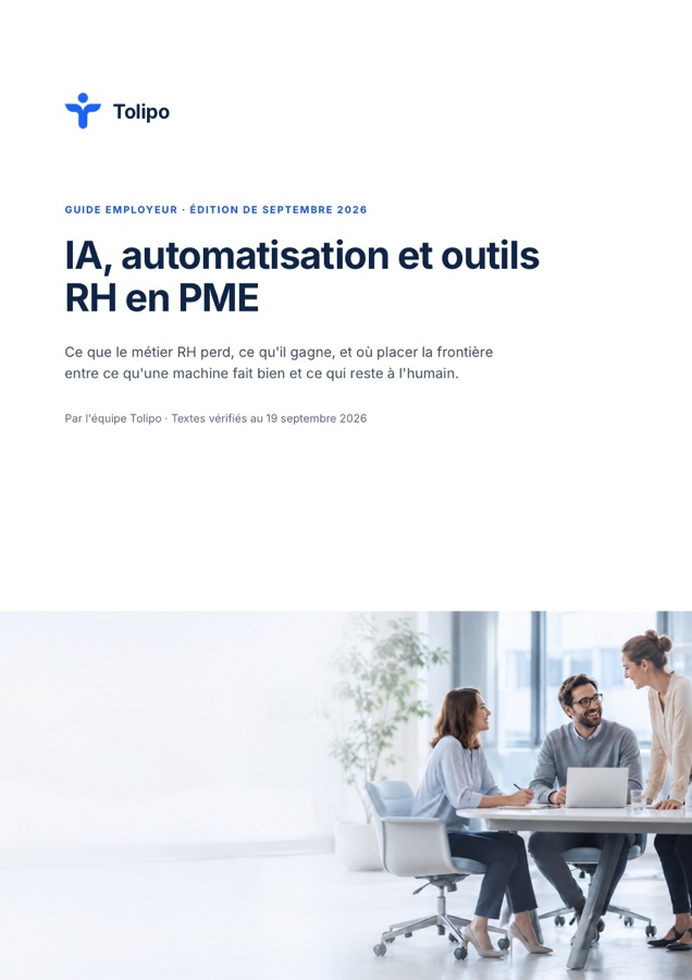 Couverture du guide IA, automatisation et outils RH en PME, édition de septembre 2026